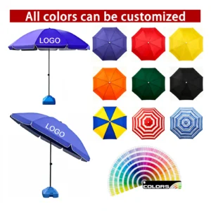 Custom beach umbrellas with logo in many colors