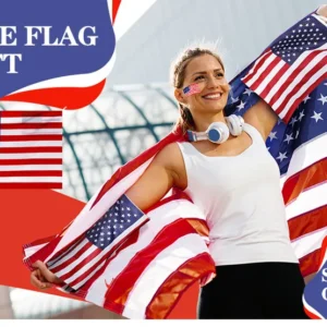 USA cape flag, 3 x 5 ft, worn by a fan with sleeve or hat options