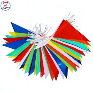 Colorful triangle bunting flags on a string