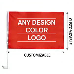 Custom car flag with any design, color and logo on a window clip pole