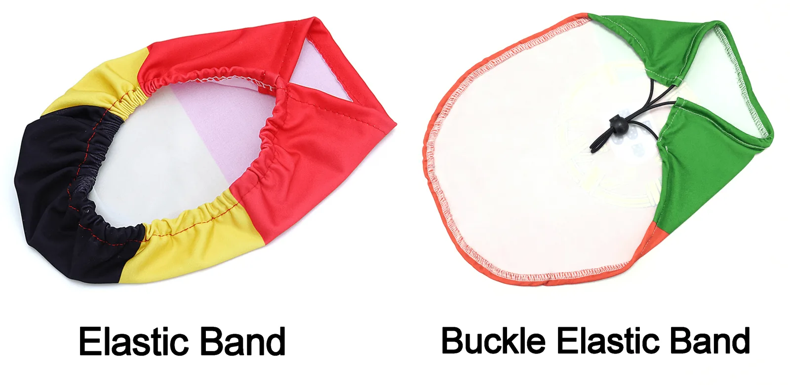 Car mirror cover fastening options: slip-on elastic band and elastic cord with adjustable plastic buckle