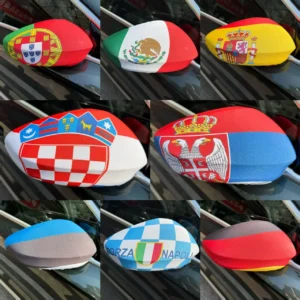 Car mirror covers in Portugal, Mexico, Spain, Croatia and other national flag designs