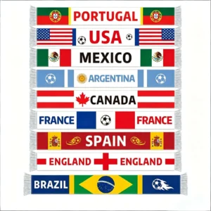 Country football fan scarves for Portugal, USA, Mexico, Argentina and more