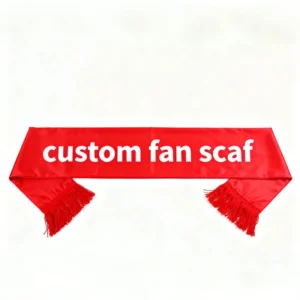 Red custom fan scarf with fringes