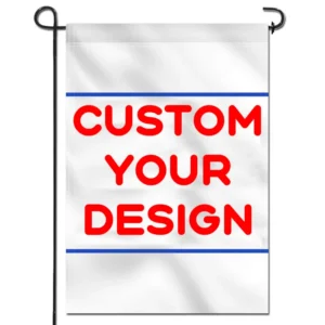 Custom design garden flag on a metal garden flag stand