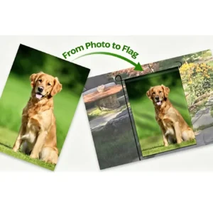 Custom photo garden flag printed with a dog photo