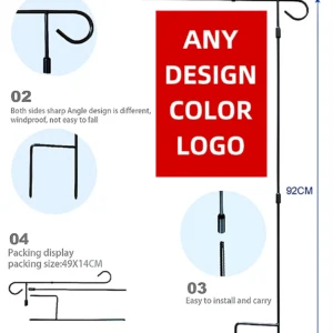 Garden flag stand dimensions 45 x 92 cm with installation details