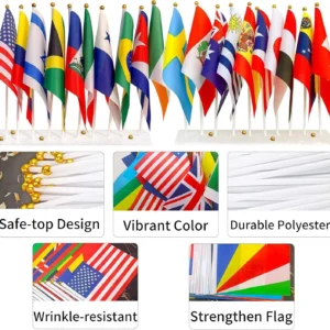National mini hand flags with close-up quality details
