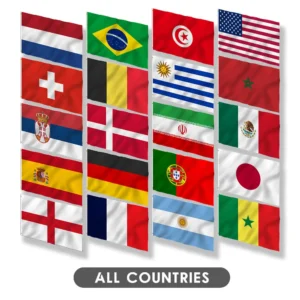 Stack of national flags for all countries