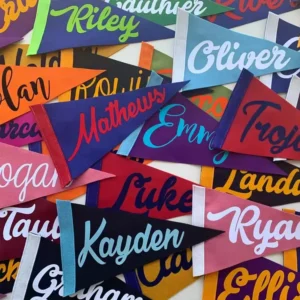 Personalized name pennant flags in felt