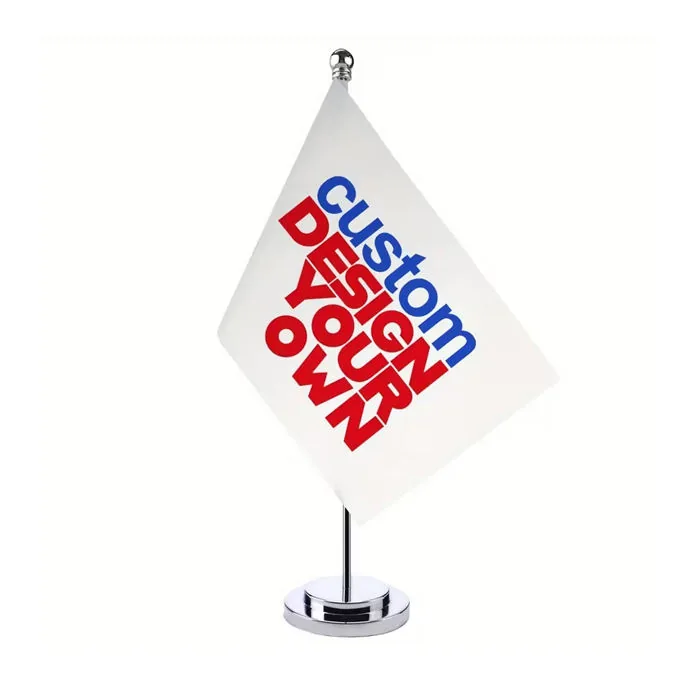 Custom design table flag on a chrome desk stand