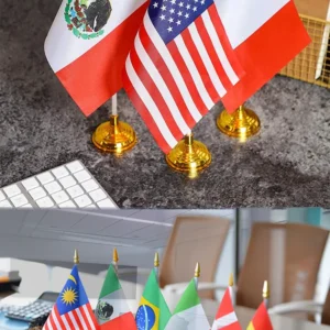 National table flags displayed on office desks