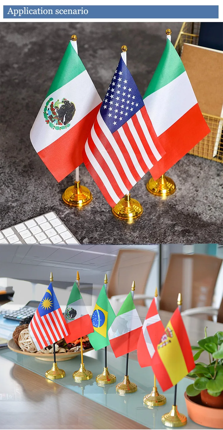 National table flags displayed on office desks