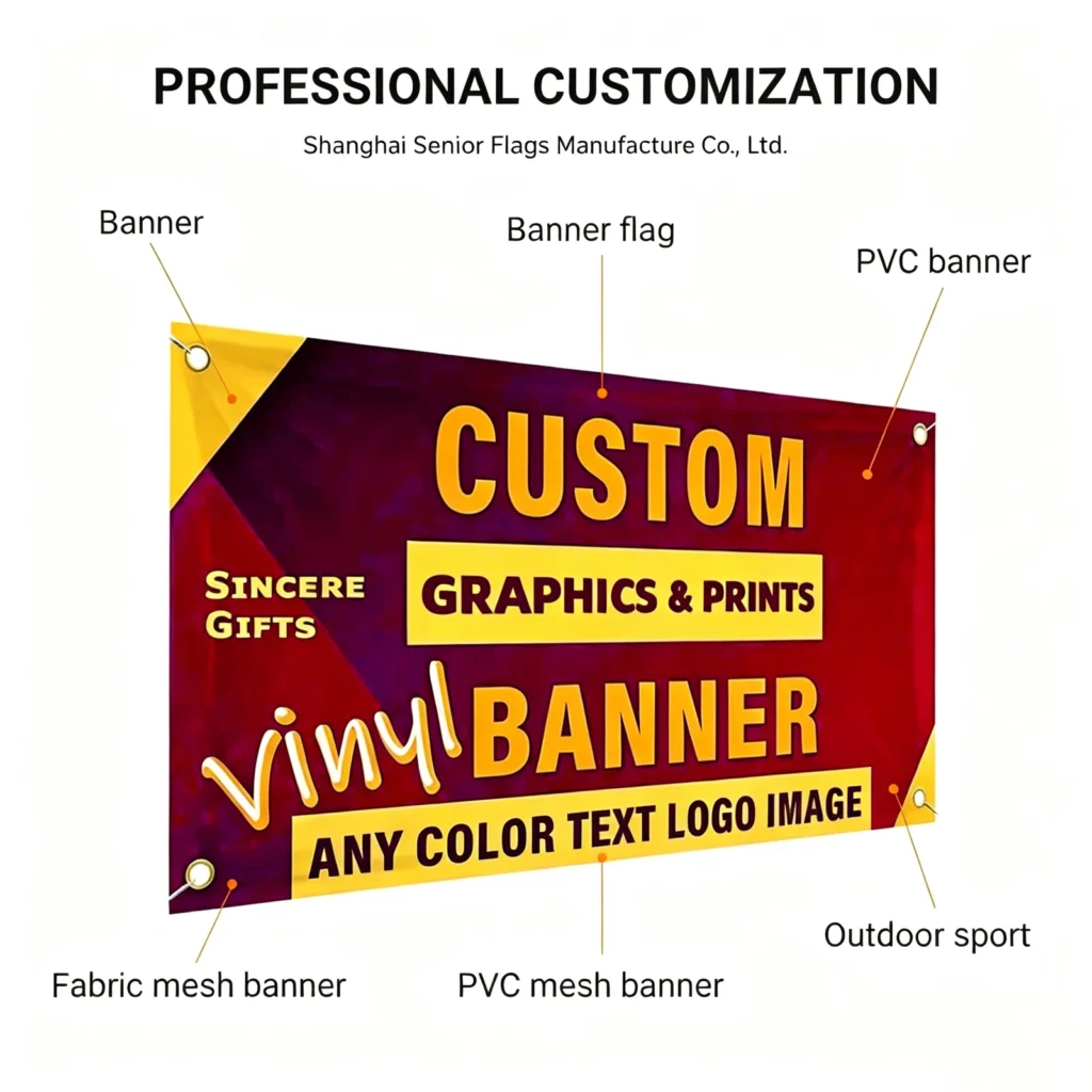Custom vinyl banner types: PVC, mesh and fabric banners