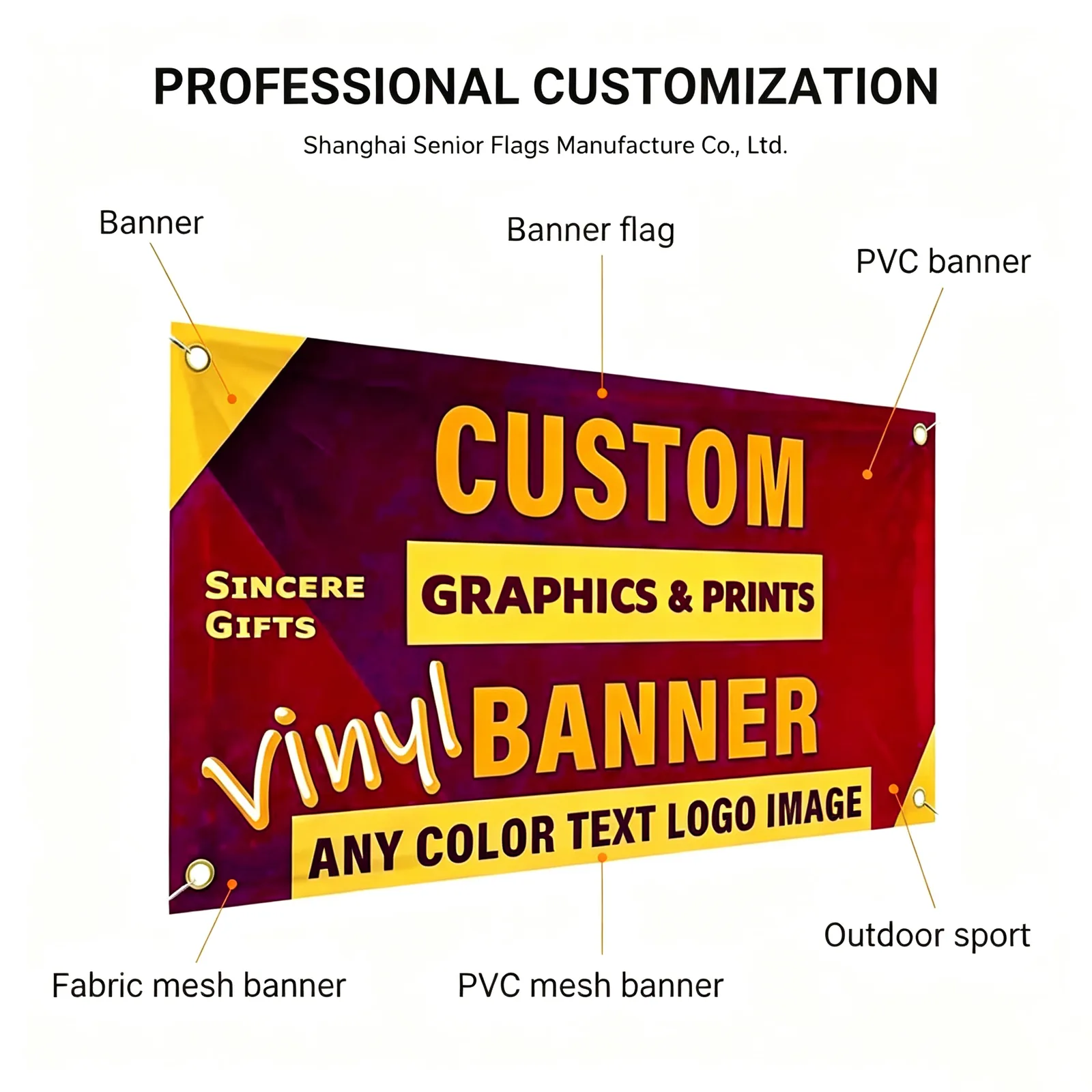 Custom banner types including PVC, mesh and fabric banners