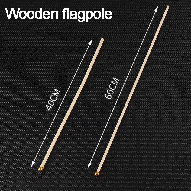 Wooden hand flag sticks in 40 cm and 60 cm lengths