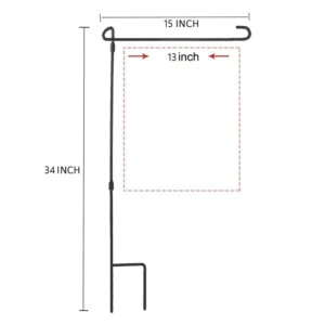 Metal garden flag pole dimensions with 15 in arm and 34 in height
