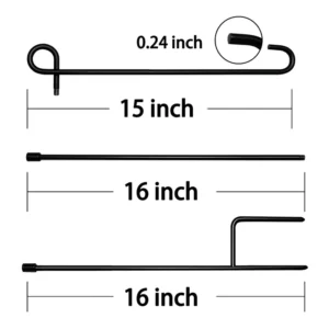 Metal garden flag pole parts: 15 in top arm and 16 in sections