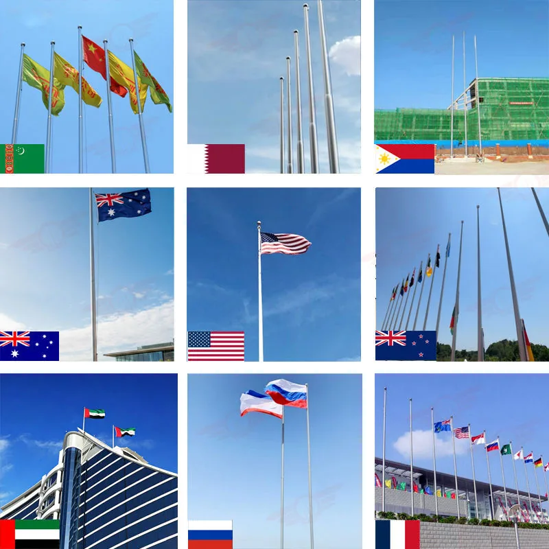 Outdoor flagpoles installed with national flags
