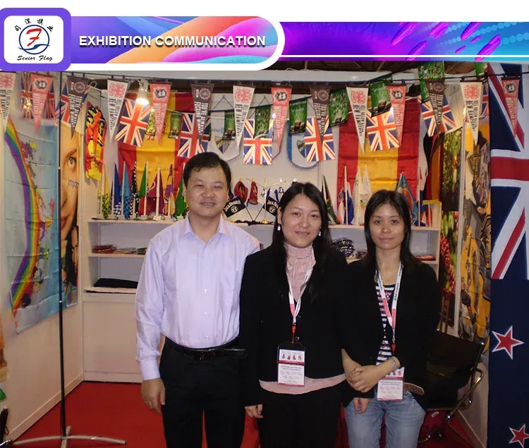 Senior Flags team at an international flag exhibition booth
