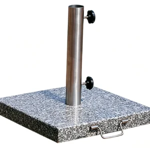 Square granite umbrella base with steel tube and handle