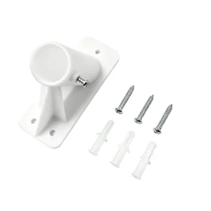 White wall flagpole bracket with screws and anchors